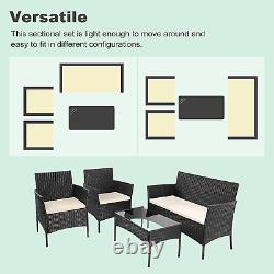 Garden Furniture Patio 4 Piece Table 2 Seat Sofa & Chairs Rattan Effect Outdoor