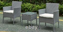 Garden Furniture Rattan Acorn Two-seater Bistro Balcony set in grey