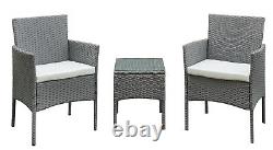 Garden Furniture Rattan Acorn Two-seater Bistro Balcony set in grey