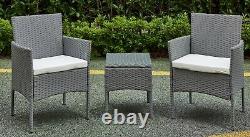 Garden Furniture Rattan Acorn Two-seater Bistro Balcony set in grey