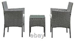 Garden Furniture Rattan Acorn Two-seater Bistro Balcony set in grey