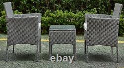 Garden Furniture Rattan Acorn Two-seater Bistro Balcony set in grey