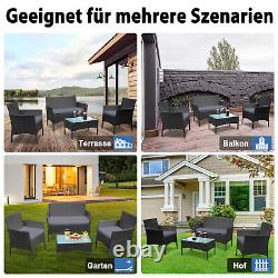 Garden Furniture Rattan Balcony Furniture Lounge Set With Table Sofa Cushions #