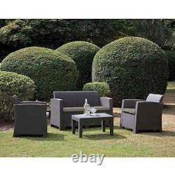 Garden Furniture Rattan Set Patio 4 Piece Sofa Chairs Table Florence GRAPHITE