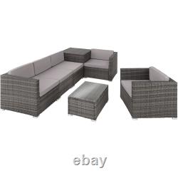 Garden Furniture Rattan Table and Chairs Sofa Set Outdoor Corner Patio Cushions