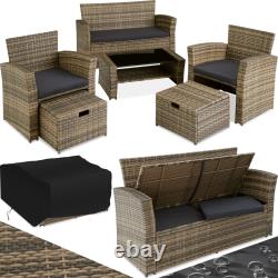 Garden Furniture Rattan Table and Chairs with Storage Outdoor Sofa Set Patio