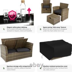 Garden Furniture Rattan Table and Chairs with Storage Outdoor Sofa Set Patio