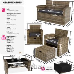 Garden Furniture Rattan Table and Chairs with Storage Outdoor Sofa Set Patio