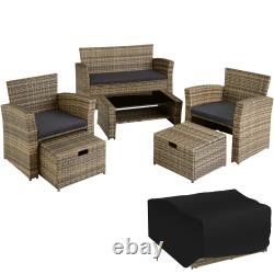 Garden Furniture Rattan Table and Chairs with Storage Outdoor Sofa Set Patio