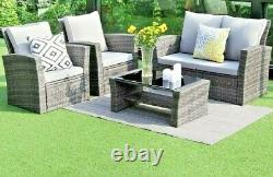 Garden Furniture, Ratten, Rattan Set, Patio, 2 chairs sofa & table, Garden. UK