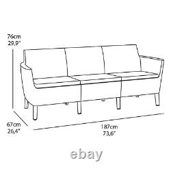 Garden Furniture Salemo 3-Seater Sofa, Garden Metal look Dining Table