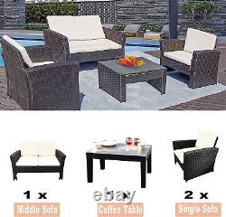 Garden Furniture Set 4 Piece Table Chairs Sofa Wicker Outdoor Patio Set Rattan