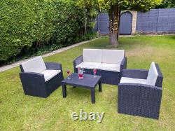 Garden Furniture Set 4 Piece Table Chairs Sofa Wicker Outdoor Patio Set Rattan