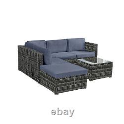 Garden Furniture Set L Shape Outdoor Corner Rattan Sofa with Table & Cushion