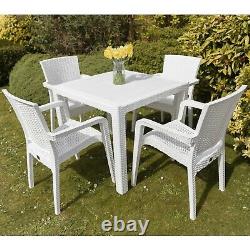 Garden Furniture Set Outdoor Patio 4 Chairs Table Bistro Rattan Style White Set