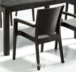 Garden Furniture Set Patio Outdoor Table And Chairs 6 Seater Rattan Glass Top