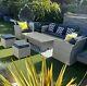 Garden Furniture Set Rattan With Rising Table Sofa Armchairs Stools Cushions Inc