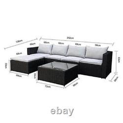 Garden Furniture Set Sofa Coffee Table Foot Stool Rattan Grey Outdoor Patio