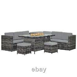 Garden Furniture Set With Firepit Table Chairs Sofa Bench Cover Outdoor Patio