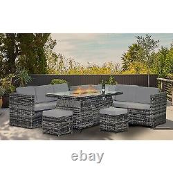 Garden Furniture Set With Firepit Table Chairs Sofa Bench Cover Outdoor Patio