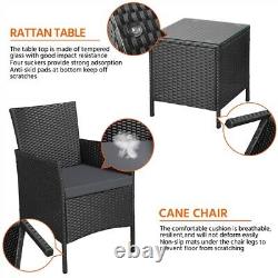 Garden Furniture Sets 3 Piece Rattan Bistro Set Weaving Wicker Chairs with Cushion