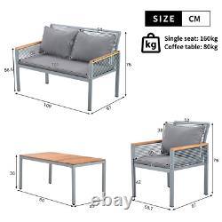 Garden Furniture Sofa Set with Coffee Table 4 Seater for Outdoor Patio Balcony
