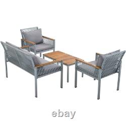 Garden Furniture Sofa Set with Coffee Table 4 Seater for Outdoor Patio Balcony