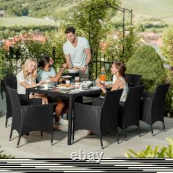 Garden Furniture Table and Chairs Rattan Set Patio Outdoor Metal Dining 8 Seater