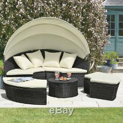 Garden Gear Rattan Daybed Furniture Outdoor Patio Lounger Bed Sofa & Canopy Set