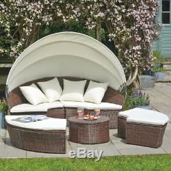 Garden Gear Rattan Daybed Furniture Outdoor Patio Lounger Bed Sofa & Canopy Set