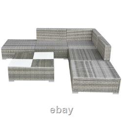 Garden Lounge Corner Sofa Set Cushions Outdoor Patio Furniture Poly Rattan Grey