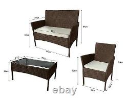 Garden Outdoor Furniture Rattan Set 4pc Table Chair Sofa for Patio Lounger Yard