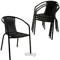 Garden Patio Bistro Set Outdoor Summer Table Chairs Home Black Wicker Furniture