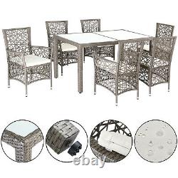 Garden Poly Rattan 1 Table 6 Chairs Dining Furniture Set Outdoor Seating Group