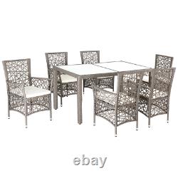 Garden Poly Rattan 1 Table 6 Chairs Dining Furniture Set Outdoor Seating Group