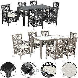 Garden Poly Rattan 1 Table 6 Chairs Dining Furniture Set Outdoor Seating Group