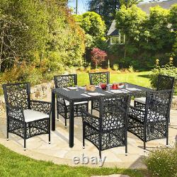 Garden Poly Rattan 1 Table 6 Chairs Dining Furniture Set Outdoor Seating Group