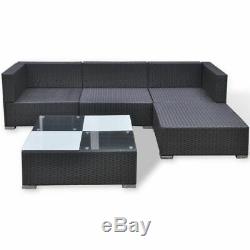 Garden Poly Rattan Lounge Set 14 Pieces Outdoor Furniture Sofa Seat Black W6Y7