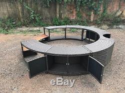 Garden Poly Rattan Spa Hot Tub Surround Outdoor Patio Furniture Black