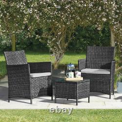 Garden Rattan Bistro Furniture Set 3pc Outdoor Patio Conservatory Table & Chairs