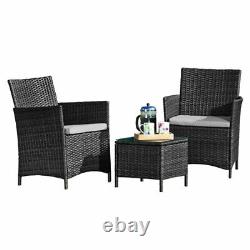 Garden Rattan Bistro Furniture Set 3pc Outdoor Patio Conservatory Table & Chairs