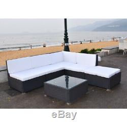 Garden Rattan Corner Sofa Set 4-5 Seater with Cushion Coffee Table Outdoor Patio