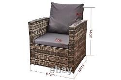Garden Rattan Fire Pit Sofa Set Furniture with Table 2 Armchair & 2 Seater Sofa