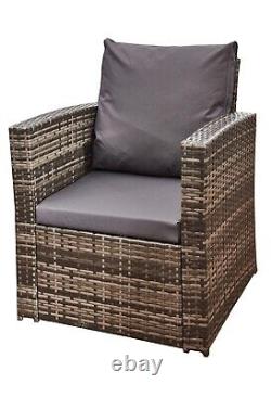 Garden Rattan Fire Pit Sofa Set Furniture with Table 2 Armchair & 2 Seater Sofa