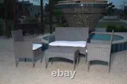 Garden Rattan Furniture 4 Piece Set Outdoor Wicker Patio Chairs Table Sofa Set