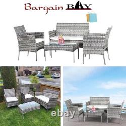 Garden Rattan Furniture 4 Piece Set Table Chairs Sofa Wicker Outdoor Patio Set