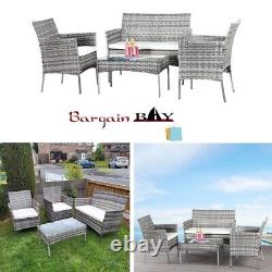 Garden Rattan Furniture 4 Piece Set Table Chairs Sofa Wicker Outdoor Patio Set