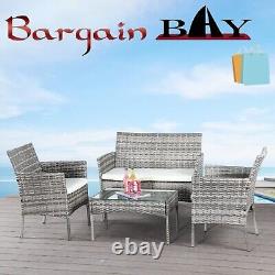 Garden Rattan Furniture 4 Piece Set Table Chairs Sofa Wicker Outdoor Patio Set