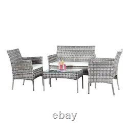 Garden Rattan Furniture 4 Piece Set Table Chairs Sofa Wicker Outdoor Patio Set