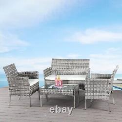 Garden Rattan Furniture 4 Piece Set Table Chairs Sofa Wicker Outdoor Patio Set